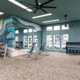 a room with exercise equipment