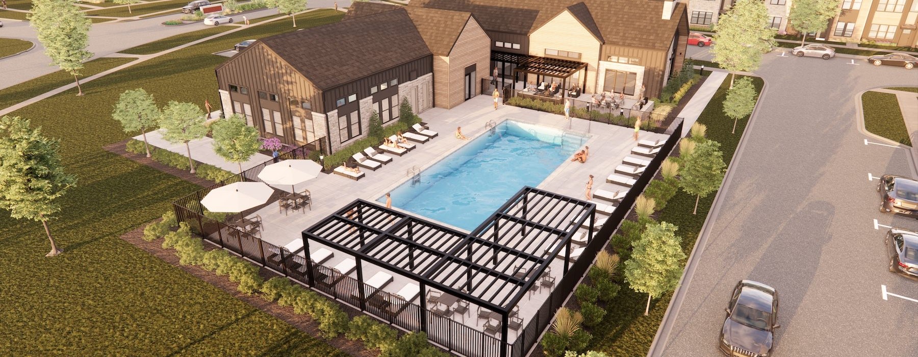 clubhouse and pool view